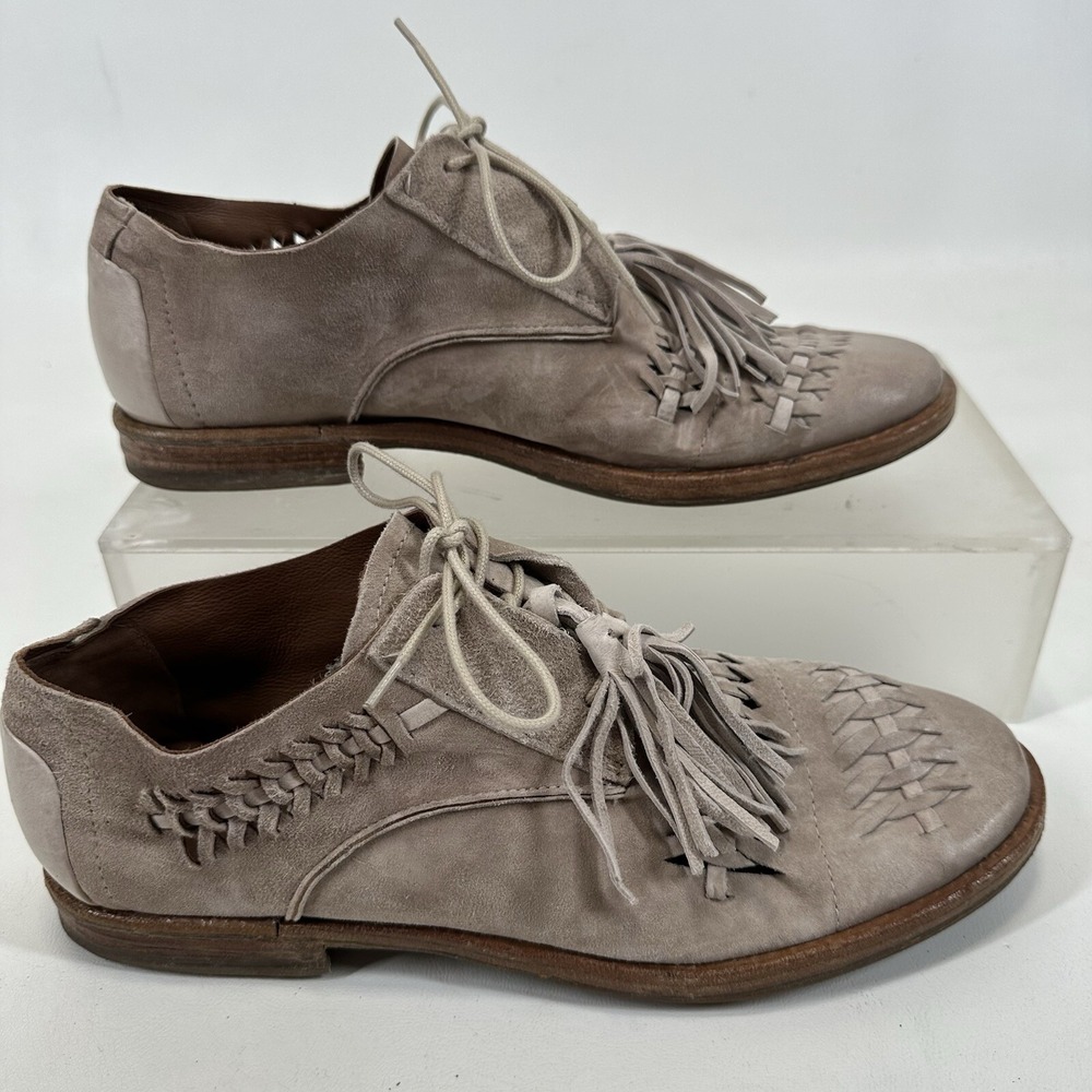 A.S.98 ZURI gray tan leather shoes Size 41 Tassel Lace Up AS 98 - Picture 6 of 10